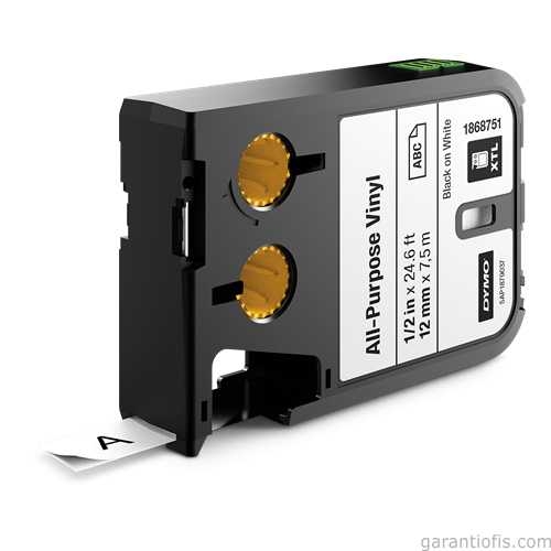 DYMO 1868751 XTL 12mm x 7metre Beyaz/Siyah Vinil Etiket - 1