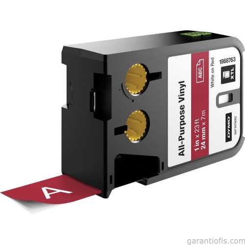 DYMO 1868763 XTL 24mm x 7metre Kırmızı/Beyaz Vinil Etiket - 1