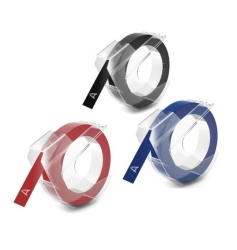 DYMO 3D Kabartma Şerit 9mm x 3mt (Siyah/Mavi/Kırmızı 3 lü Paket) - 1