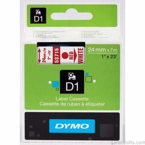 DYMO D1 Beyaz/Kırmızı Yedek Şerit 24mm x 7mt (53715) - 1