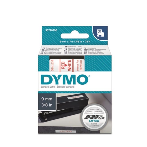 DYMO D1 Beyaz/Kırmızı Yedek Şerit 9mm x 7mt (40915) - 1