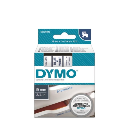 DYMO D1 Beyaz/Mavi Yedek Şerit 19mm x 7mt (45804) - 1