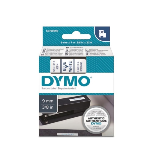 DYMO D1 Beyaz/Mavi Yedek Şerit 9mm x 7mt (40914) - 1