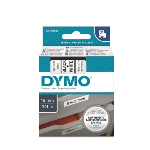 DYMO D1 Beyaz/Siyah Yedek Şerit 19mm x 7mt (45803) - 1