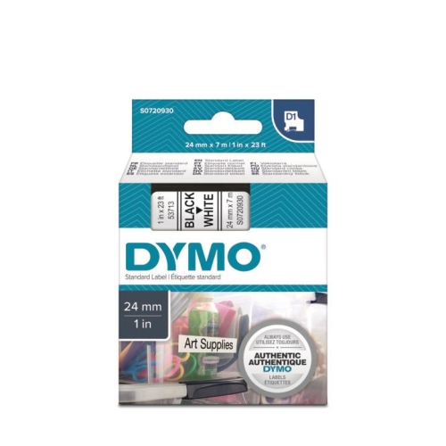 DYMO D1 Beyaz/Siyah Yedek Şerit 24mm x 7mt (53713) - 1