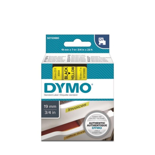 DYMO D1 Sarı/Siyah Yedek Şerit 19mm x 7mt (45808) - 1
