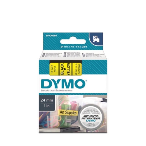 DYMO D1 Sarı/Siyah Yedek Şerit 24mm x 7mt (53718) - 1