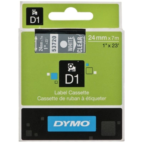 DYMO D1 Şeffaf/Beyaz Yedek Şerit 24mm x 7mt (53720) - 1