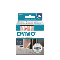 DYMO D1 Şeffaf/Kırmızı Yedek Şerit 12mm x 7mt (45012)