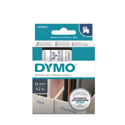 DYMO D1 Şeffaf/Mavi Yedek Şerit 12mm x 7mt (45011) - 1