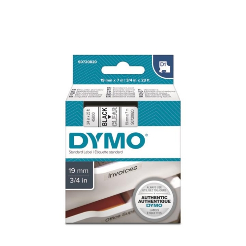 DYMO D1 Şeffaf/Siyah Yedek Şerit 19mm x 7mt (45800) - 1