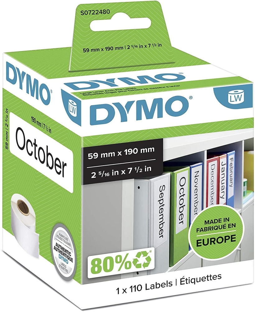 DYMO Geniş Klasörlere Uyumlu Sırt Etiketi 59x190mm (99019)