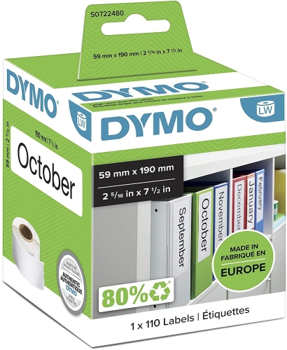 DYMO Geniş Klasörlere Uyumlu Sırt Etiketi 59x190mm (99019) - 1