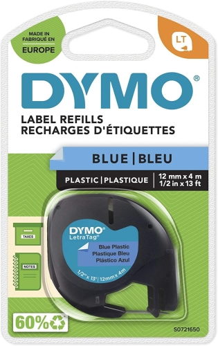 DYMO LetraTag Plastik Etiket Şerit Mavi 59426 (12mm x 4 metre) - 2