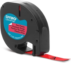 DYMO LetraTag Plastik Kırmızı Şerit 59424 (12mm x 4 metre) - Thumbnail