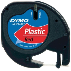 DYMO LetraTag Plastik Kırmızı Şerit 59424 (12mm x 4 metre) - Thumbnail
