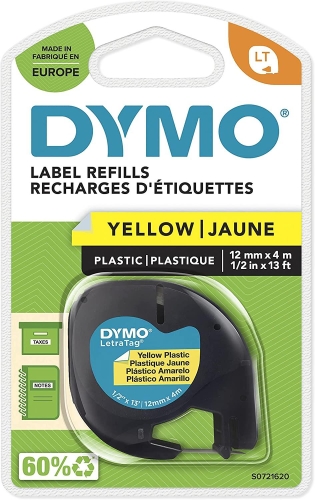 DYMO LetraTag Plastik Sarı Şerit 59423 (12mm x 4 metre) - 2