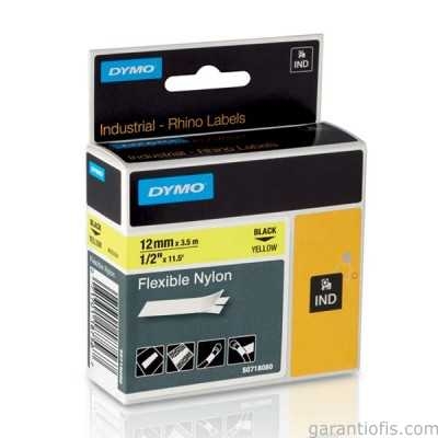 DYMO Rhino Pro Esnek Naylon Serit 12mmx3,5m Sarı/Siyah (18490) - 1