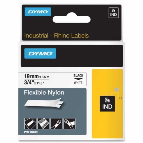 DYMO Rhino Pro Esnek Naylon Şerit 19mmx3,5m Beyaz/Siyah (18489) - 1
