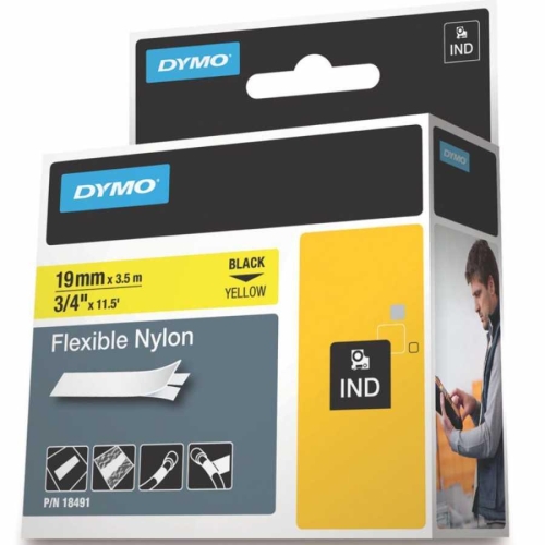 DYMO Rhino Pro Esnek Naylon Serit 19mmx3,5m Sarı/Siyah (18491) - 1