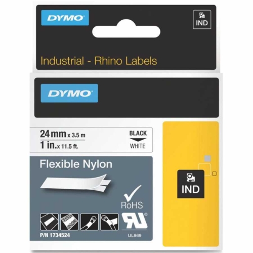 DYMO Rhino Pro Esnek Naylon Şerit 24mmx3,5m Beyaz/Siyah (1734524) - 1