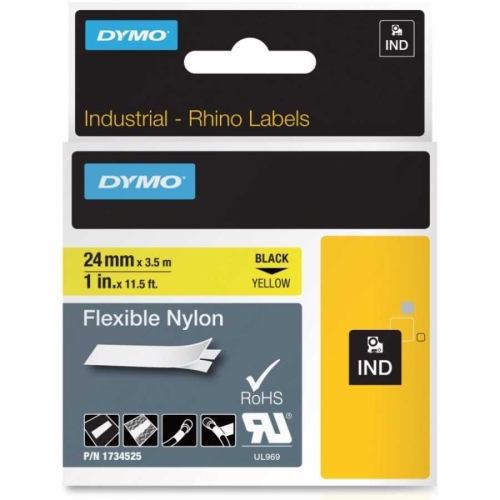 DYMO Rhino Pro Esnek Naylon Şerit 24mmx3,5m Sarı/Siyah (1734525) - 1