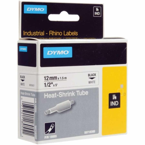 DYMO Rhino Pro Isıyla Küçülen Şerit 12mm x 1,5m Beyaz/Siyah (18055) - 1