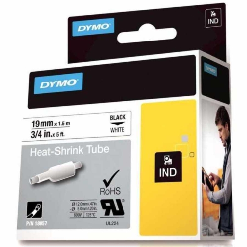 DYMO Rhino Pro Isıyla Küçülen Şerit 19mm x 1,5m Beyaz/Siyah (18057) - 1