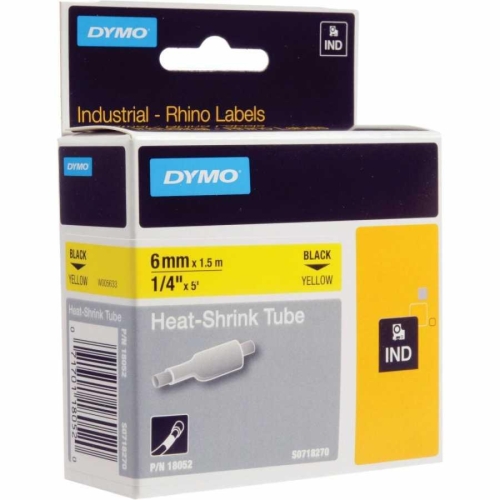 DYMO Rhino Pro Isıyla Küçülen Şerit 6mm x 1,5m Sarı/Siyah 18052 - 1