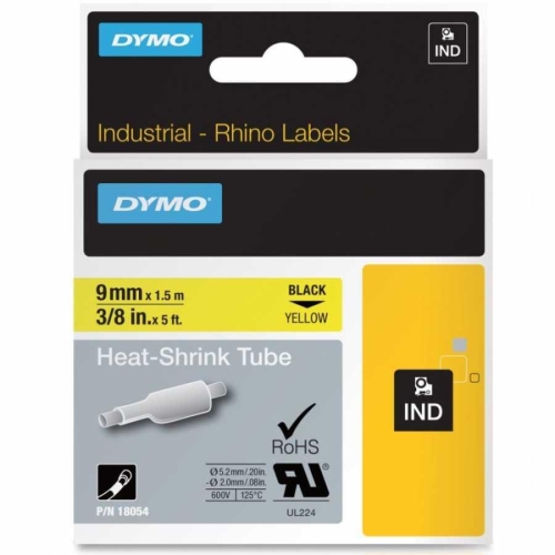 DYMO Rhino Pro Isıyla Küçülen Şerit 9mm x 1,5m Sarı/Siyah (18054) - 1