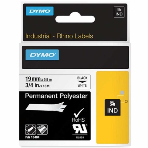 DYMO Rhino Pro Sabit Polyester Şerit 19mmx5,5m Beyaz/Siyah (18484) - 1