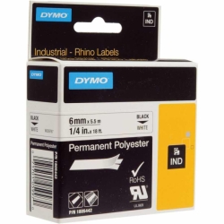 DYMO Rhino Pro Sabit Polyester Şerit 6mmx5,5m Beyaz/Siyah (1805442)