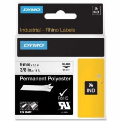 DYMO Rhino Pro Sabit Polyester Şerit 9mmx5,5m Beyaz/Siyah (18482) 