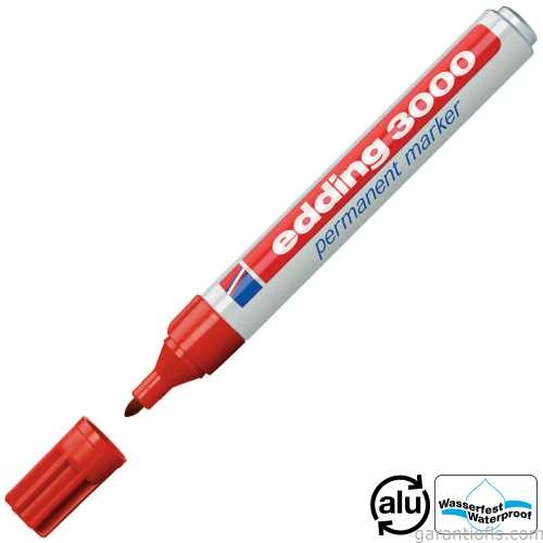 Edding 3000 Kırmızı Permanent Marker Endüstriyel Kalem - 1