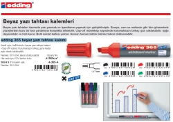 Edding 365 Beyaz Tahta Kalemi Kırmızı Kesik Uçlu Doldurulabilir - 2