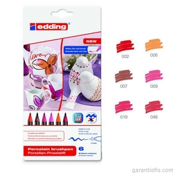 Edding 4200 Porselen Kalemi (6 lı Paket - Sıcak Renkler) - Thumbnail