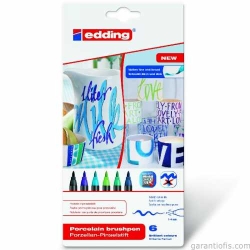 Edding 4200 Porselen Kalemi Soğuk Renkler (6 lı Paket) - 1