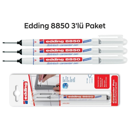 Edding 8850 Montaj İşaretleme ve Marangoz Kalemi 3'lü Paket - 1