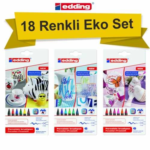 Edding Porselen Kalemleri 18 Renkli Eko Set - 1