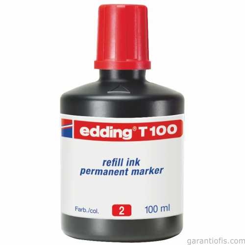 Edding T 100 Kırmızı Permanent Kalemi Yedek Mürekkebi (100 ml) - 1