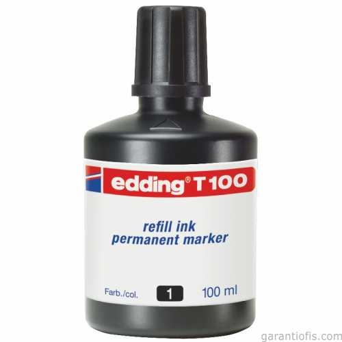 Edding T100 Permanent Kalemi Yedek Mürekkebi Siyah (100 ml) - 1