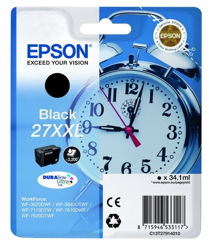 EPSON C13T27914010 SİNGLEPACK BLACK 27XXL DURABRİTE ULTRA INK 34,1 ML -WF-3620DWF , WF-7110DTW, WF-7610DWF - 1