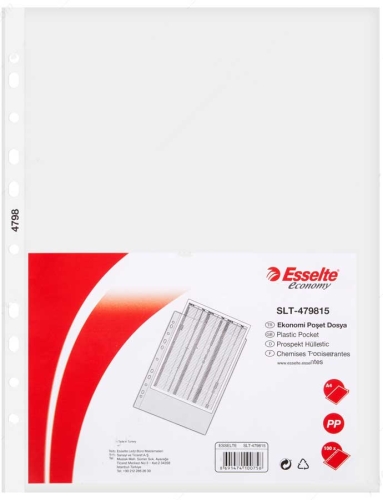 Esselte Poşet Dosya A4 Şeffaf SLT-4798 (100 lü Paket) - 1