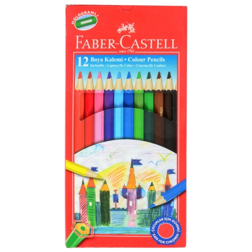 Faber Castell 12 Renk Kuru Boya Kalem Tam Boy - 1