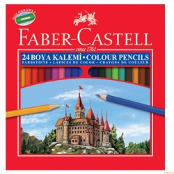 Faber Castell 24 Renk Kuru Boya Kalem Tam Boy