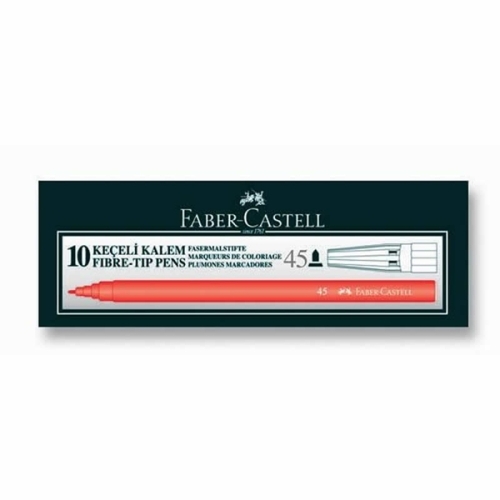Faber Castell 45 Kırmızı Keçeli Kalem (10 lu Kutu) - 2