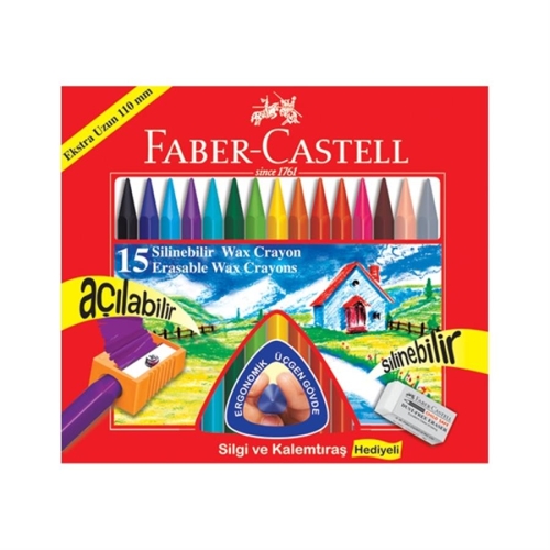 Faber Castell Mum Boya Wax Crayon 15 Renk Hediyeli - 1