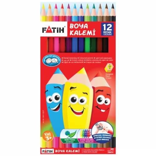 Fatih 12 Renk Tam Boy Kuru Boya Kalemi (33112) - 1