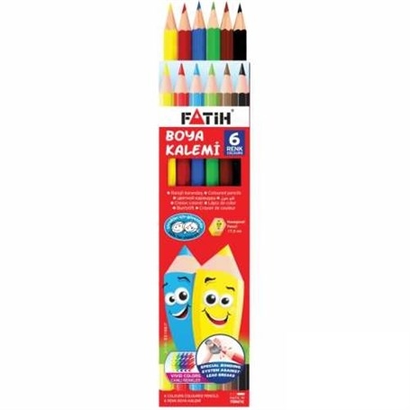 Fatih 6 Renk Tam Boy Kuru Boya Kalemi (33106) - 1