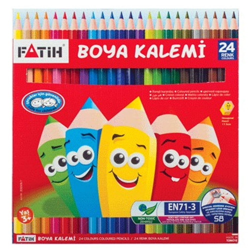Fatih Kuru Boya Kalemi 24 Renk Tam Boy - 1